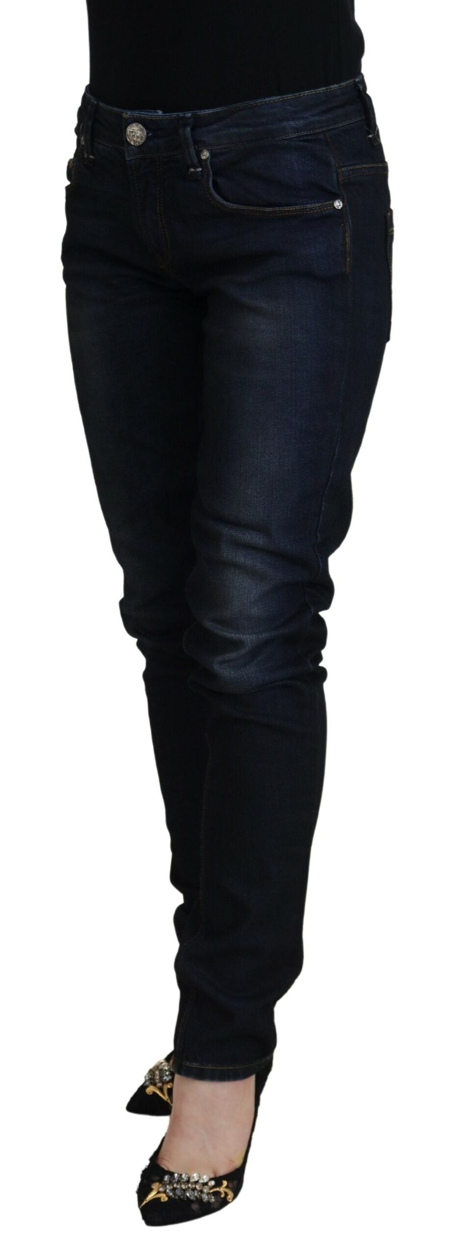 Acht Chic denim skinny jeans med lav talje