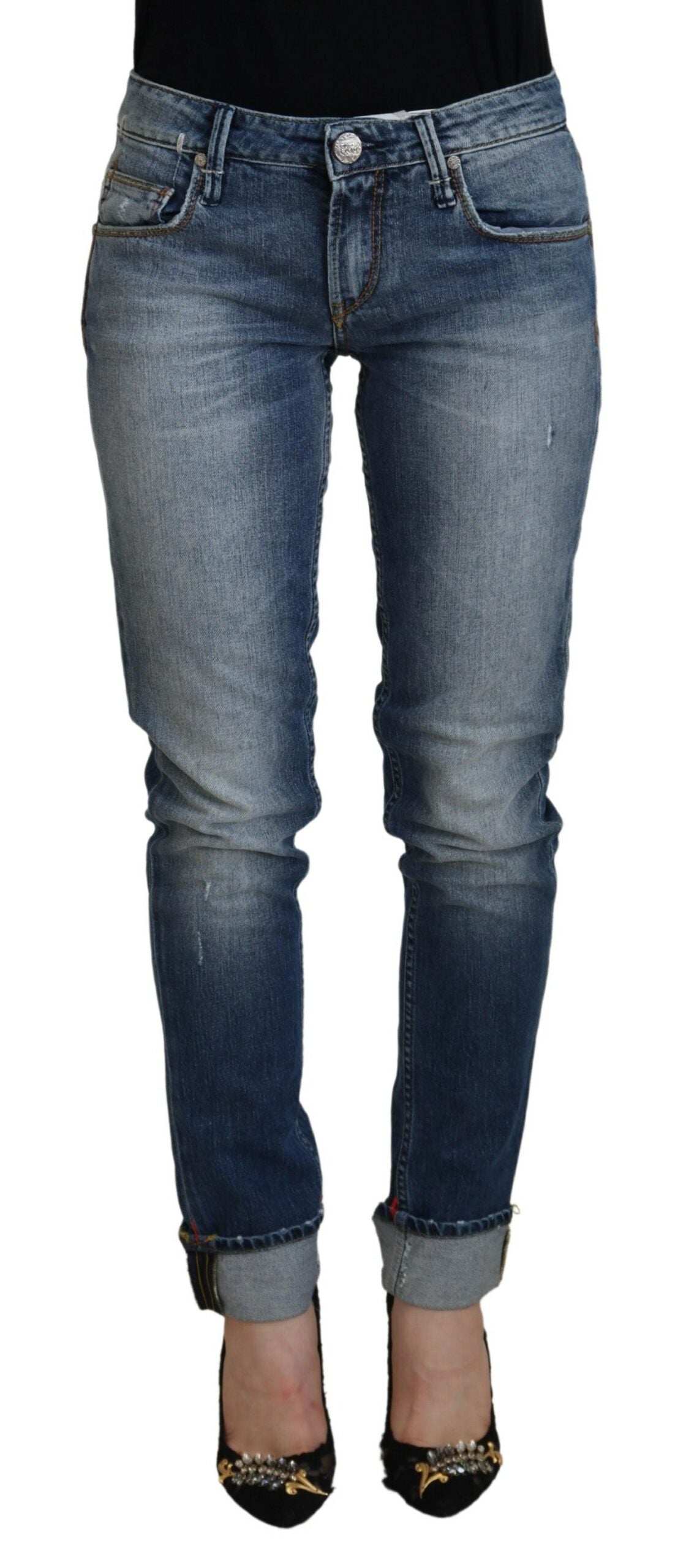 Acht slanke skinny lavtaljede denim jeans