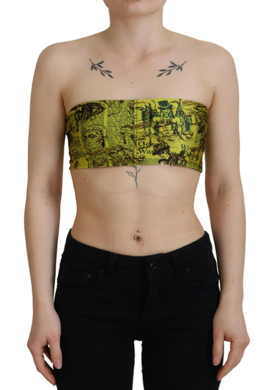John Galliano Chic Gul Grafisk Cropped Top