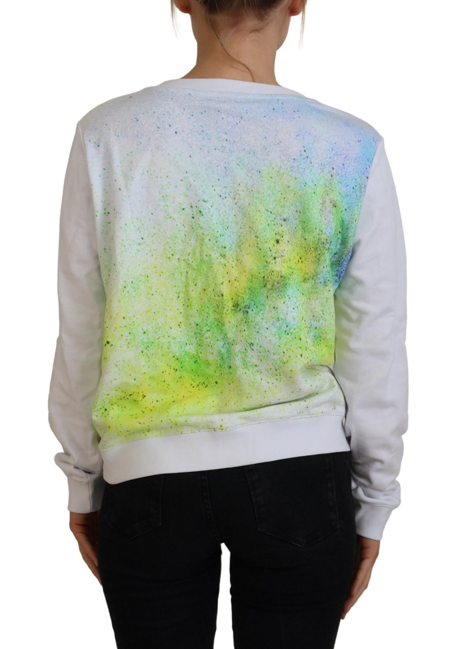 Versace Jeans Elegant hvid grafisk sweater med rund hals