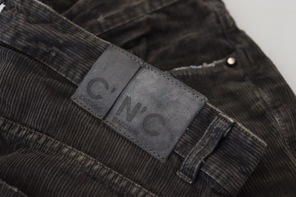Costume National Stilfulde Grå Corduroy Denim Jeans