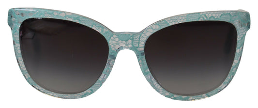 Dolce &amp; Gabbana Elegant Blue Lace Detail Solbriller