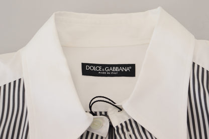 Dolce &amp; Gabbana klassisk sort-hvid stribet skjorte med knapper