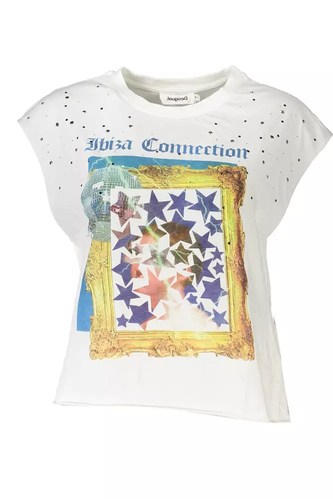 Desigual hvid bomuld T-shirt til kvinder