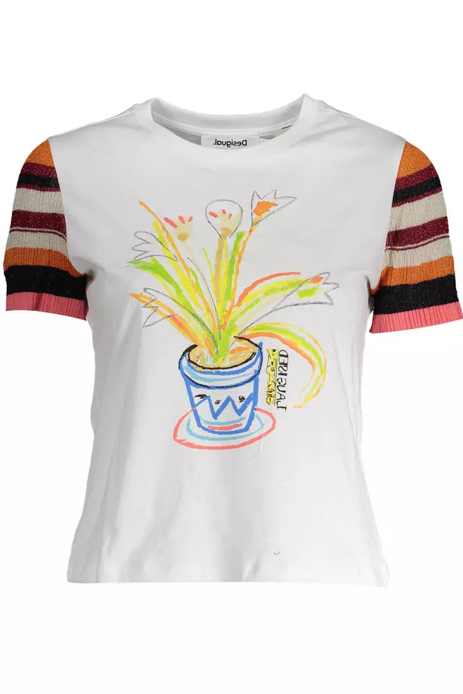 Desigual hvid bomuld T-shirt til kvinder