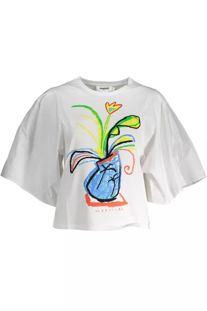 Desigual hvid bomuld T-shirt til kvinder