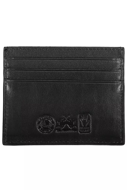 La Martina Black Leather Men Wallet