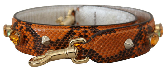 Dolce &amp; Gabbana Chic Orange Læderrem med Guldfarvede Lukker