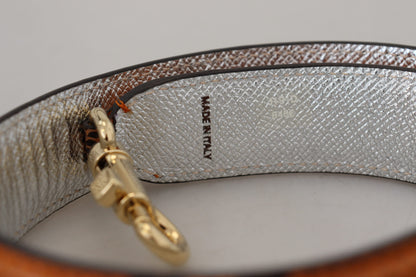 Dolce &amp; Gabbana Chic Orange Læderrem med Guldfarvede Lukker