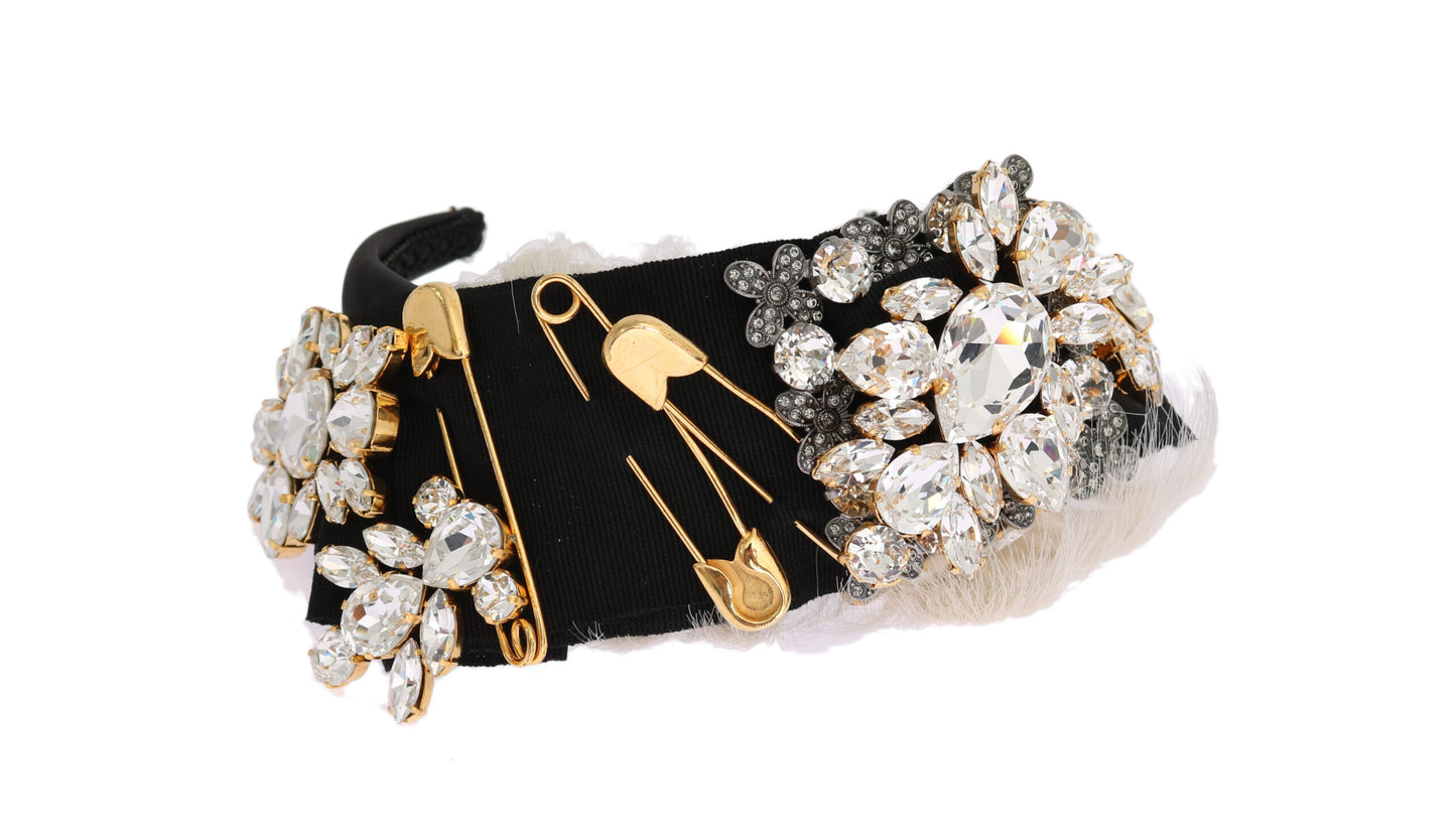 Dolce &amp; Gabbana Elegant Black Crystal Pandebånd Diadem