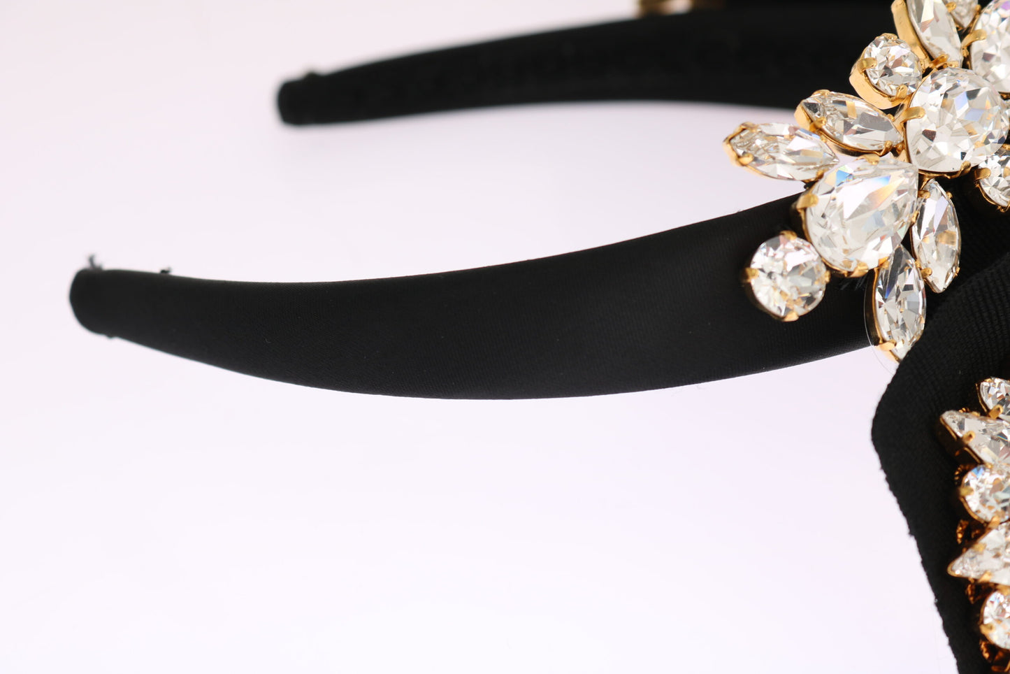 Dolce &amp; Gabbana Elegant Black Crystal Pandebånd Diadem