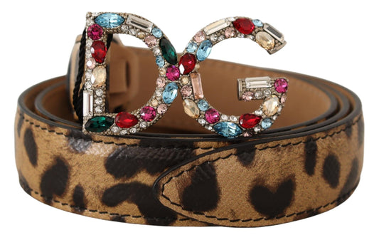 Dolce &amp; Gabbana Elegant leopardbælte med krystaludsmykning