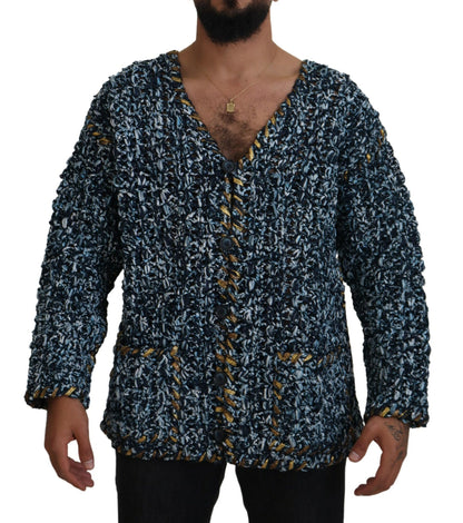 Dolce &amp; Gabbana Elegant Blå V-Hals Cardigan