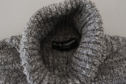 Dolce &amp; Gabbana Elegant Grå Uldblanding Rullekravetrøje