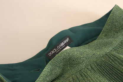 Dolce &amp; Gabbana Fortryllende Metallisk Grøn Plisseret A-Line Nederdel