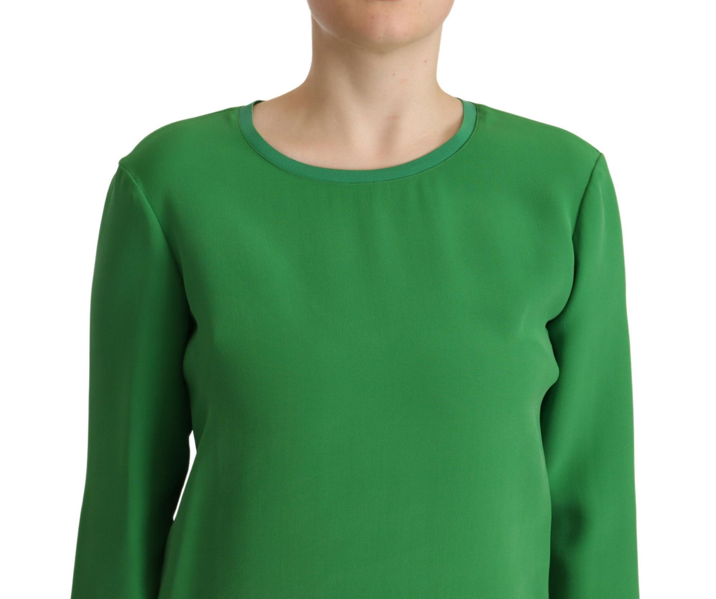 Armani elegant silke langærmet sweater i frodig grøn