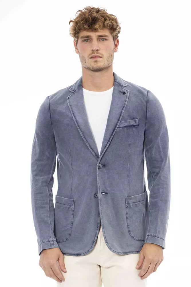 Distretto12 Blue Cotton Blazer til mænd