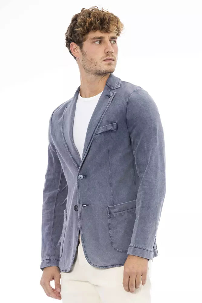 Distretto12 Blue Cotton Blazer til mænd