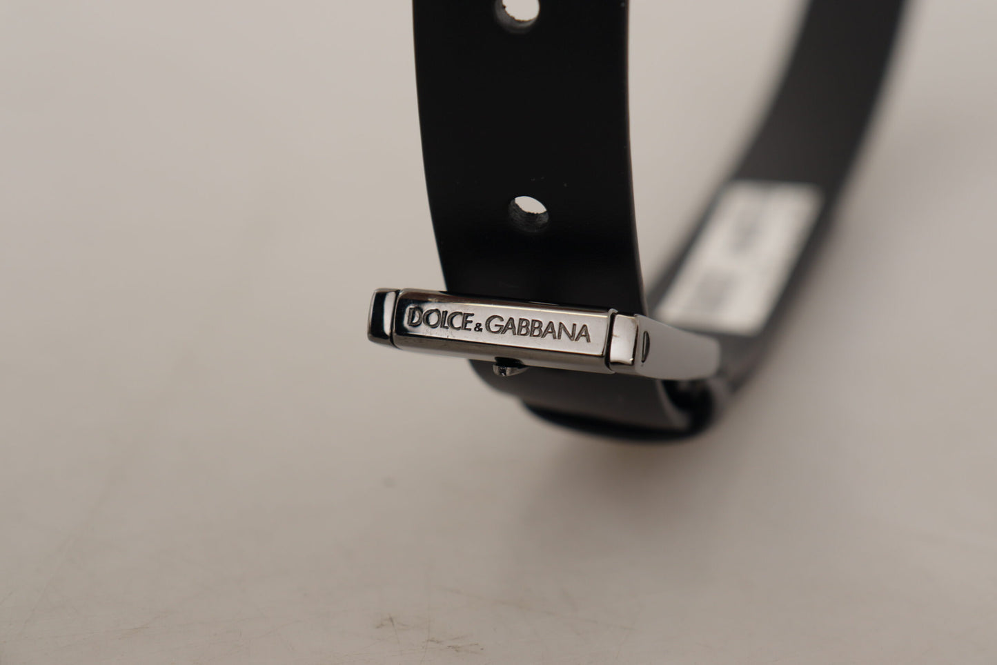 Dolce &amp; Gabbana Elegant sort læderbælte med metalspænde