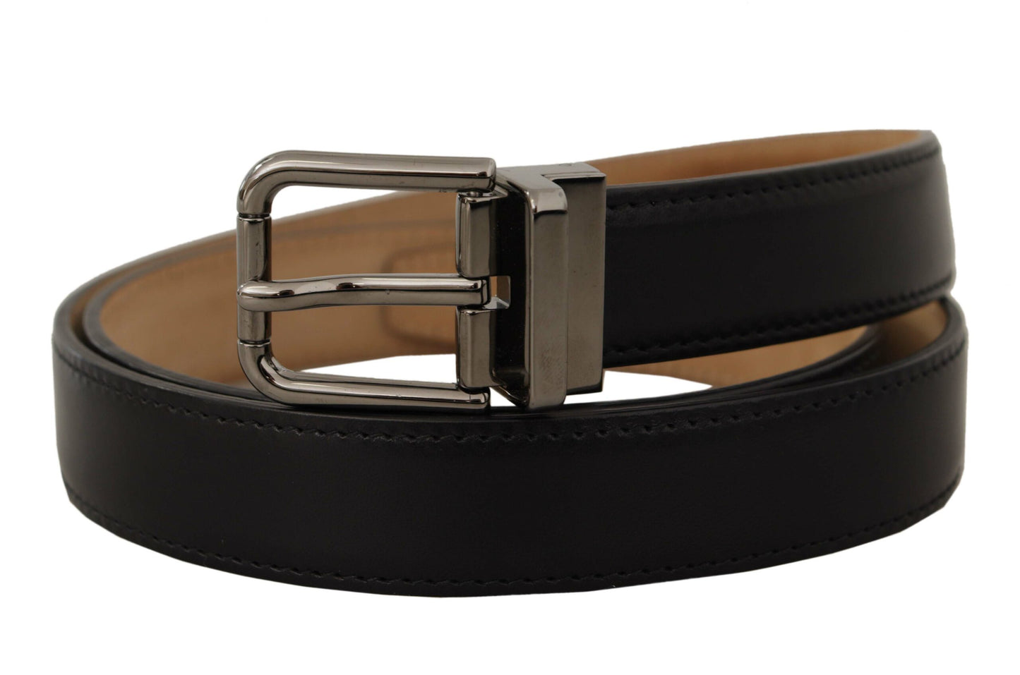 Dolce &amp; Gabbana Sleek sort læderbælte med metalspænde