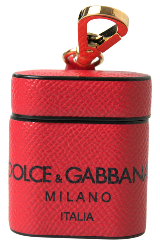 Dolce &amp; Gabbana Elegant Airpods-taske i læder i sort og rød