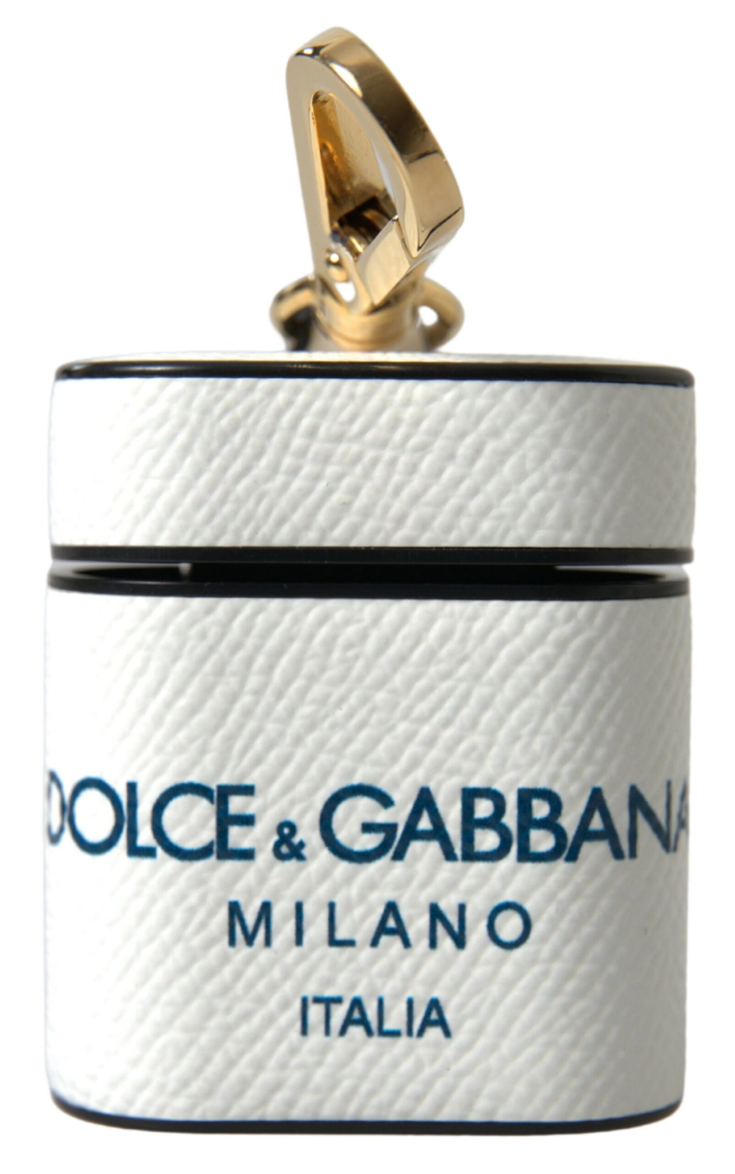 Dolce &amp; Gabbana Elegant Airpods-taske i læder i hvid og blå