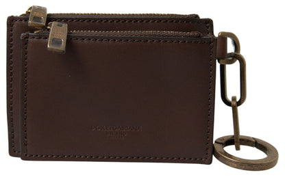 Dolce &amp; Gabbana Elegant Brun Læder Møntpung