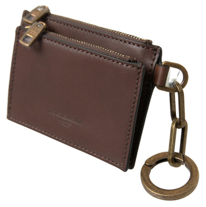 Dolce &amp; Gabbana Elegant Brun Læder Møntpung