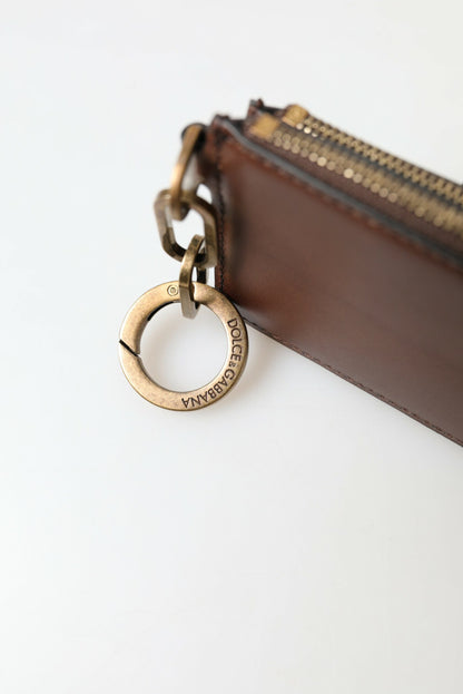 Dolce &amp; Gabbana Elegant Brun Læder Møntpung
