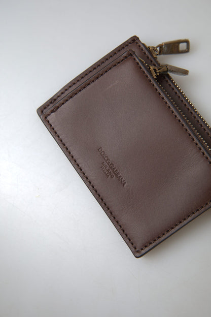Dolce &amp; Gabbana Elegant Brun Læder Møntpung