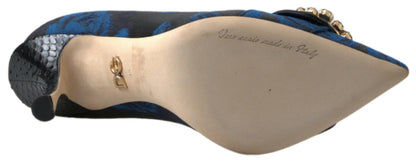 Dolce &amp; Gabbana Elegante Blå Krystaludsmykkede Pumps