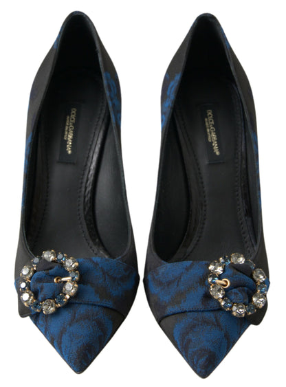 Dolce &amp; Gabbana Elegante Blå Krystaludsmykkede Pumps