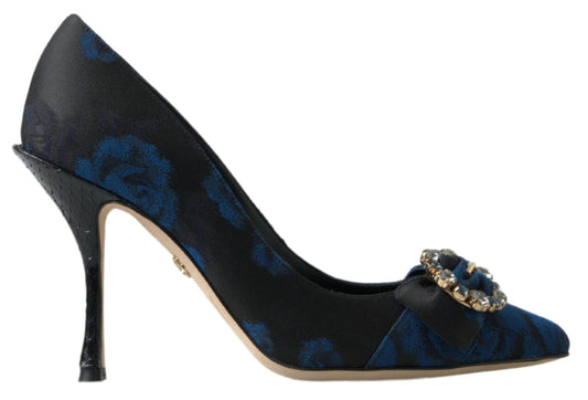 Dolce &amp; Gabbana Elegante Blå Krystaludsmykkede Pumps