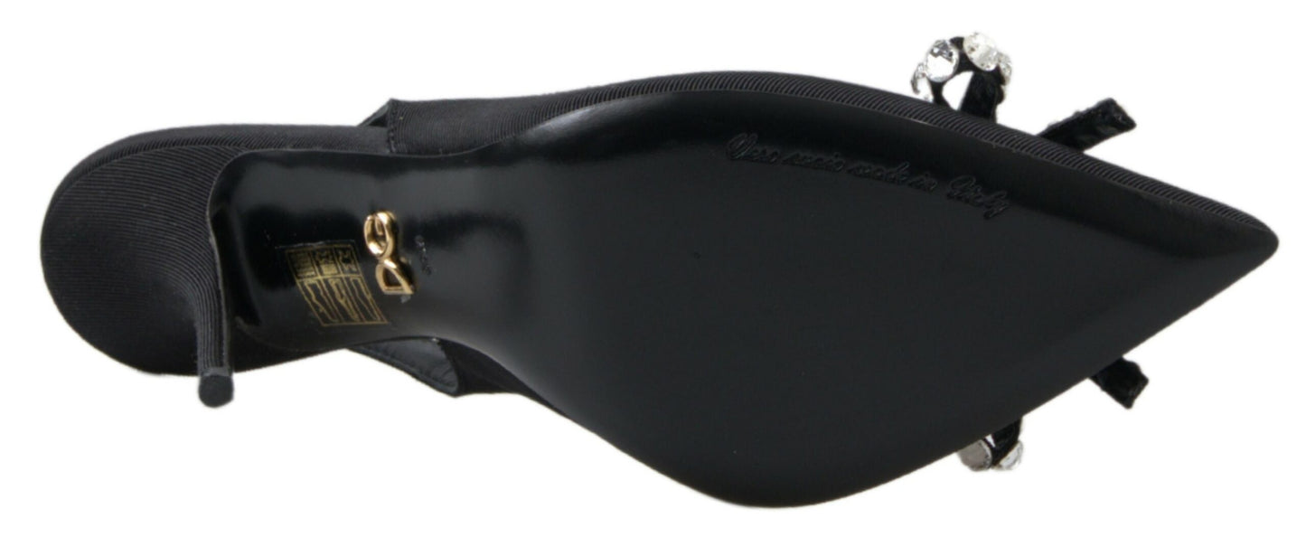 Dolce &amp; Gabbana Udsmykkede Sorte Slingback Hæle Pumps