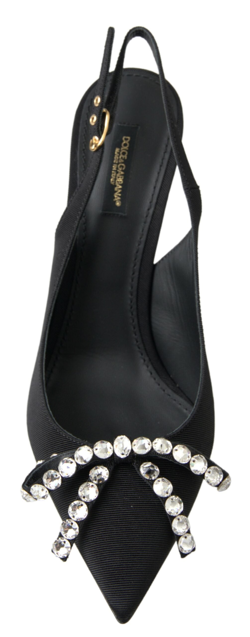 Dolce &amp; Gabbana Udsmykkede Sorte Slingback Hæle Pumps