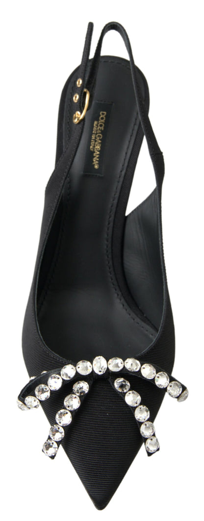 Dolce &amp; Gabbana Udsmykkede Sorte Slingback Hæle Pumps