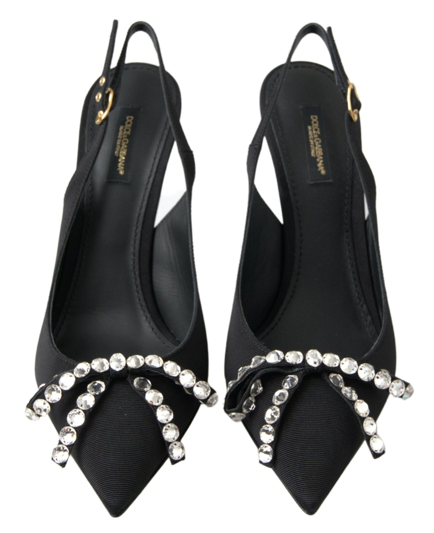 Dolce &amp; Gabbana Udsmykkede Sorte Slingback Hæle Pumps