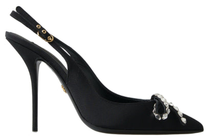 Dolce &amp; Gabbana Udsmykkede Sorte Slingback Hæle Pumps