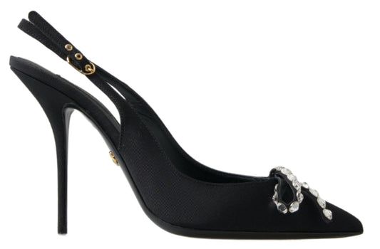 Dolce &amp; Gabbana Udsmykkede Sorte Slingback Hæle Pumps