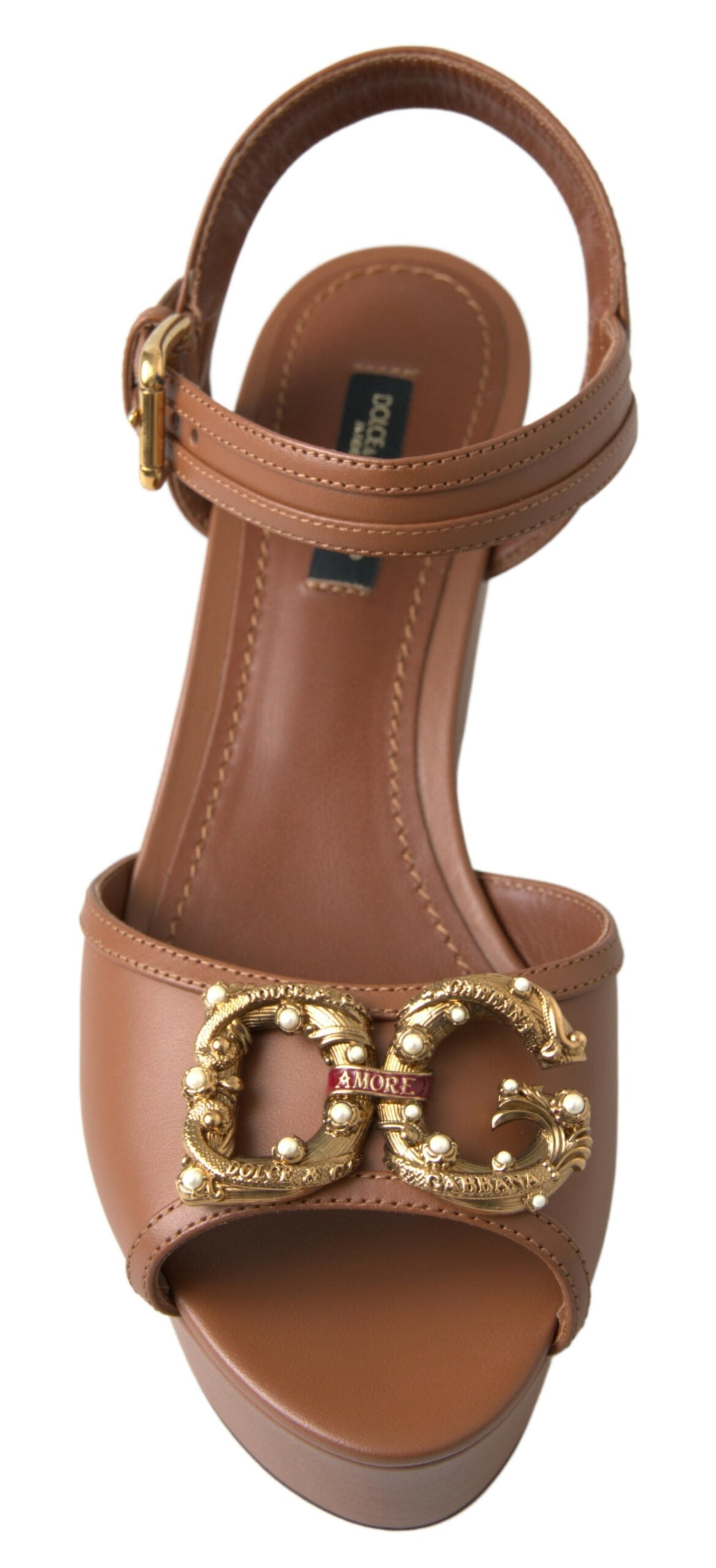 Dolce &amp; Gabbana Chic brune læderkilehæler med ankelrem