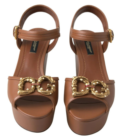 Dolce &amp; Gabbana Chic brune læderkilehæler med ankelrem