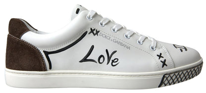 Dolce &amp; Gabbana Elegant Hvid Læder Casual Sneakers
