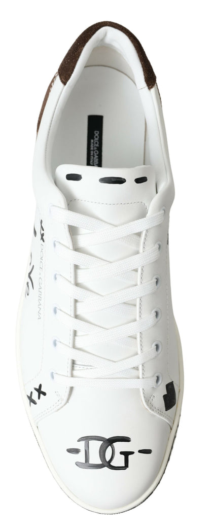 Dolce &amp; Gabbana Elegant Hvid Læder Casual Sneakers