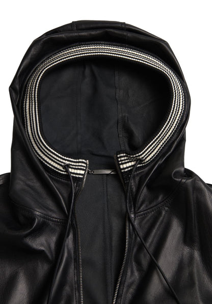 Dolce &amp; Gabbana Elegant Sort Læderbomberjakke