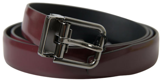 Dolce &amp; Gabbana Elegant Bordeaux læderbælte med metalspænde