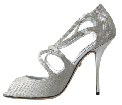 Dolce &amp; Gabbana Elegante Glitrende Sølv Højhælede Sandaler