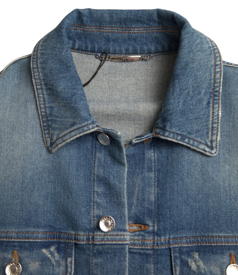 Dolce &amp; Gabbana Elegant Blå Denim Stretchjakke