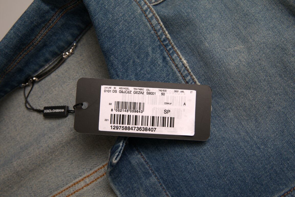 Dolce &amp; Gabbana Elegant Blå Denim Stretchjakke