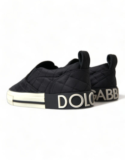 Dolce &amp; Gabbana Elegante Quiltede Sorte Canvas Sneakers