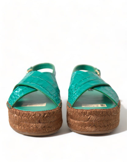 Dolce &amp; Gabbana Elegante Grønne Espadrille Platform Sandaler